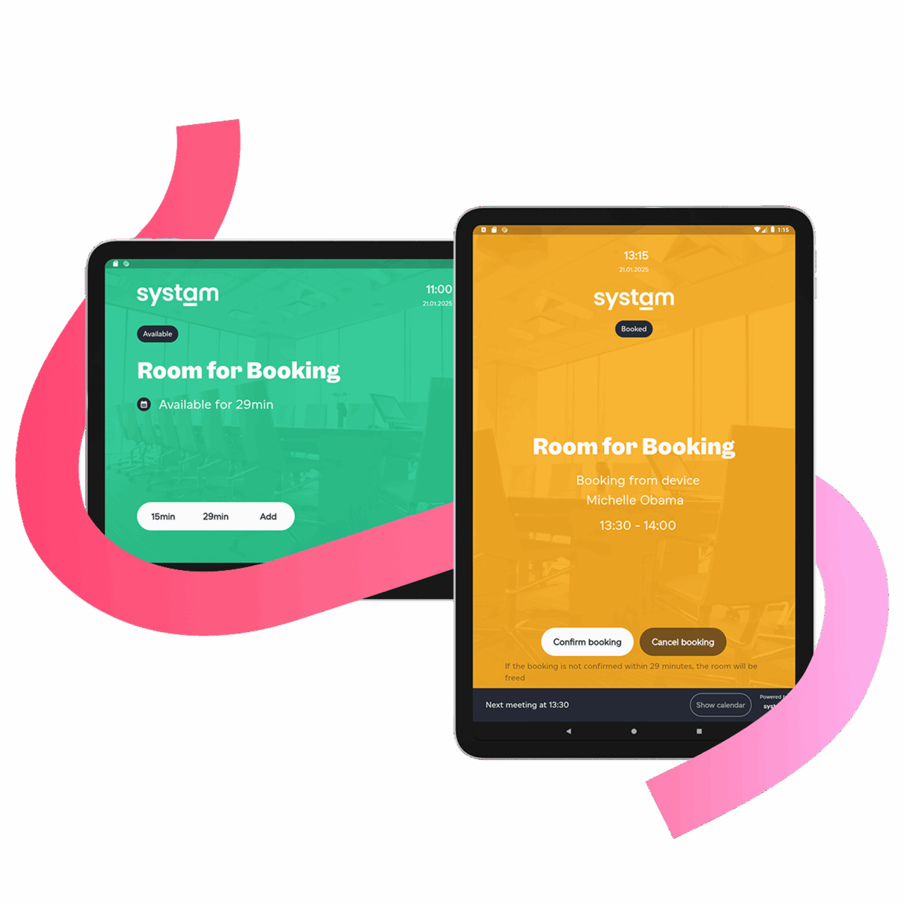 Customizable room displays and device management 